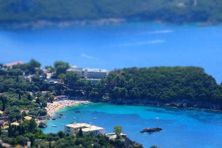 Paleokastritsa beach and bay view from above. Important tourist attraction in Corfu island....