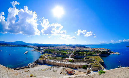 Corfu island panorama as seen from above the old venetian fortressの写真素材