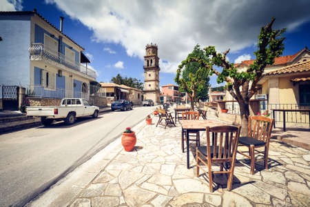 Traditional Greek Village on the island of Zakynthos. Artistic filter applied.の写真素材