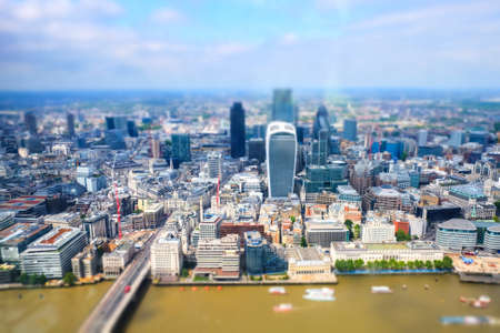 London skyline seen from above. Tilt-shift effect applied.の写真素材