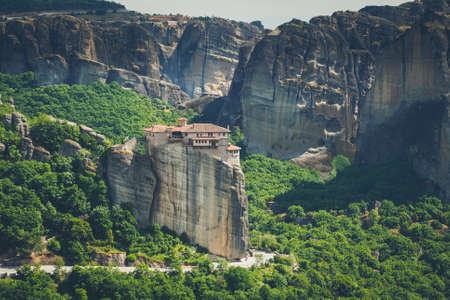 Meteora monasteries in Greece, Kalambaka region, Thessaly. Panorama artistic image.のeditorial素材