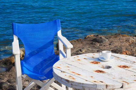 Greek coffee near the seaの写真素材