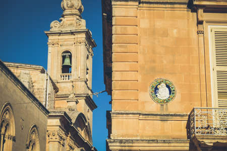 Typical Maltese architecture in Mdina city - Maltaの写真素材