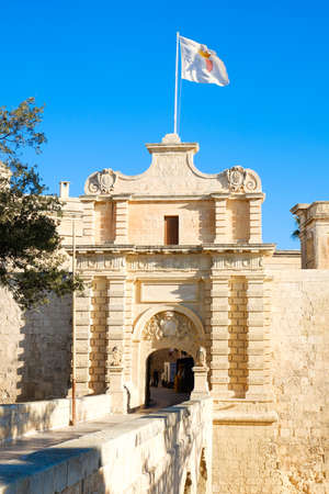 Mdina city gates. Old fortress. Maltaのeditorial素材