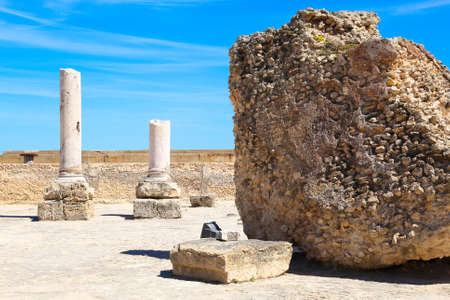 The old Roman empire ruins in Carthage - Tunisiaの写真素材
