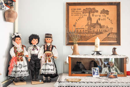 Traditional saxon house interior in the village of Cristian, Sibiu, Romaniaのeditorial素材