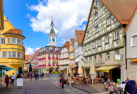 AALEN, GERMANY, SEPT. 2015: main city square. Traditional German village in Bavariaのeditorial素材