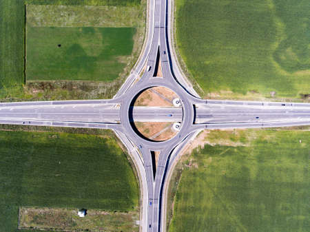 Aerial view of a Roundaboutの写真素材
