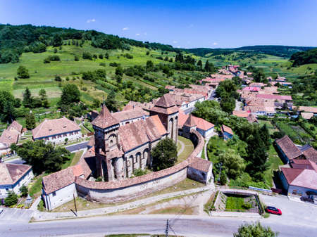 Valea Viilor fortified Church. Inscription: 709 yearsのeditorial素材