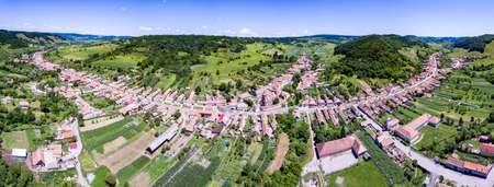 Valea Viilor Transylvania Romania panoramic aerial viewのeditorial素材