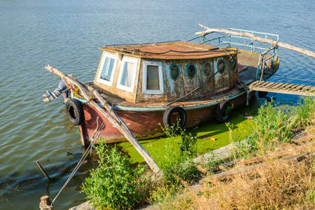 Mila 23, Romania, June 2017: Mila 23 fishing boat in Danube Deltaのeditorial素材