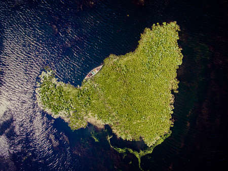Danube Delta with a boatの写真素材