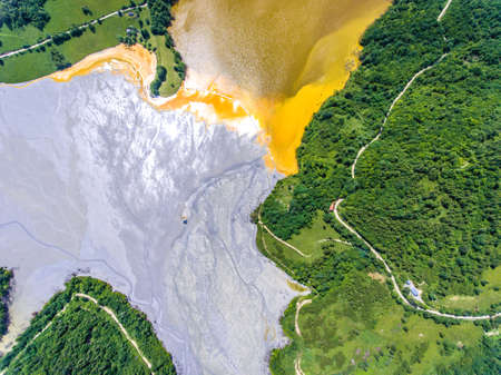 Geamana Lake nature pollution with cyanide near Rosia Montana and Rosia Poieni, Romaniaの写真素材