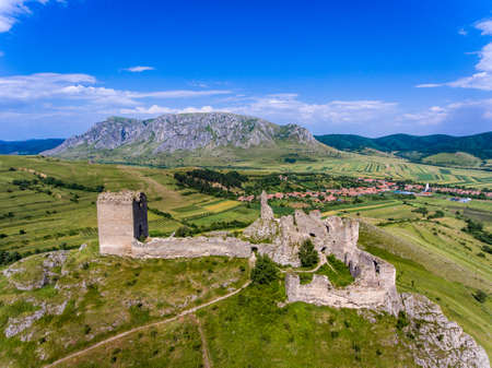 Coltesti Fortress and Piatra Secuiului Mountains in Apuseni Romaniaのeditorial素材