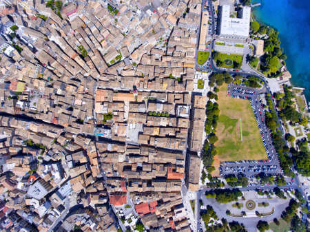 The streets of Corfu town from above. Old venetian influenced architecture. Kerkyra island, Greece.の写真素材