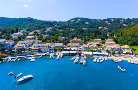 Agios Stefanos bay, one of the most beautiful fishing villages in Corfu Island. Kerkyra, Greece.のeditorial素材