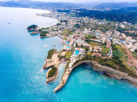 Sidari, Corfu, Greece. Famous for it's beaches and magnificent clifs. Aerial view from a drone.