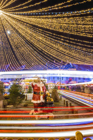 Sibiu Christmas Market in Transylvania, Romania. Long exposure. Hermannstadt city.の写真素材
