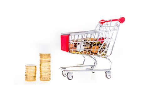 Shopping cart and moneyの写真素材
