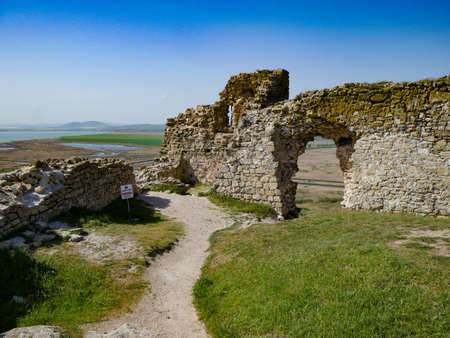 Inside the Enisala Fortress and the Danube Delta in Dobrogea Romaniaの写真素材