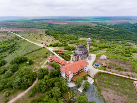 Casian Monastery near Constanta in Dobrogea Romania viewed from aboveの写真素材