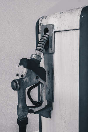 Old retro vintage gasoline gas pump detailの写真素材