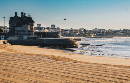 Praia da Duquesa beach in Cascais Portugal in the morningの写真素材