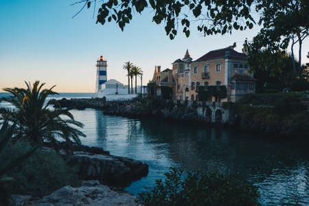 Santa Marta Lighthouse and museum in Cascais, Lisbon, Portugalのeditorial素材