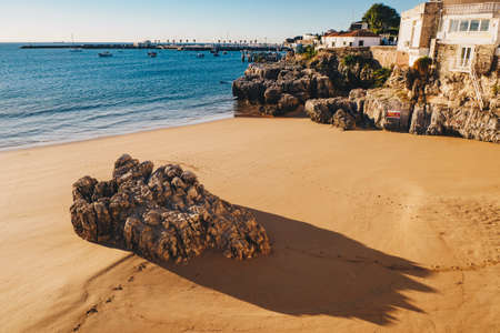 Morning at the beach in Cascais, Portugalの写真素材