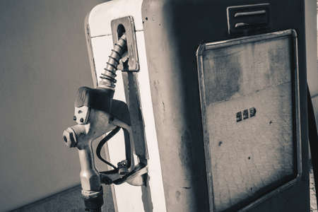 Old retro vintage gasoline gas pump detailの写真素材