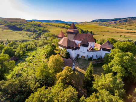 Viscri Church Transylvania Romaniaの写真素材