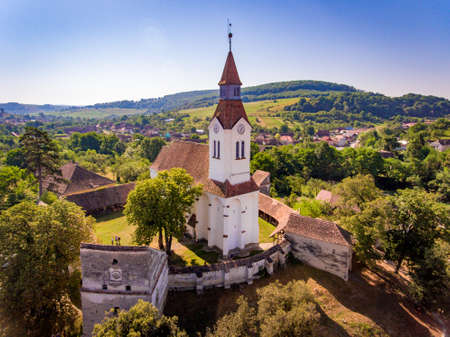 Bunesti Fortified Church in the Saxon Village Bunesti Transylvania Romaniaの写真素材