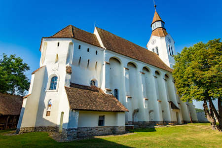 Bunesti Fortified Church in the Saxon Village Bunesti Transylvania Romaniaの写真素材