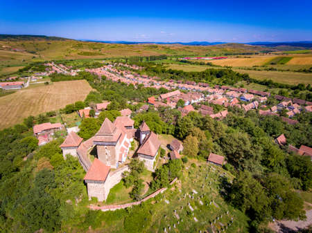 Viscri Fortified Medieval Saxon Church in the village of Viscri, Transylvania, Romaniaの写真素材