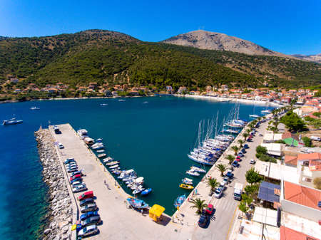 Cephalonia Island small port Agia Effimia yachts harbourの写真素材