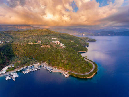 Spartochori port harbour in Meganisi Island near Lefkada Greeceの写真素材