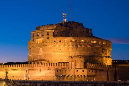Rome Sant' Angelo Castle by nightのeditorial素材
