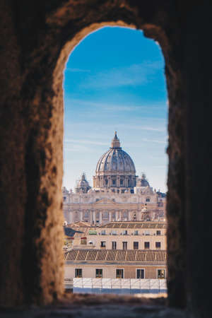 View of Vatican City and St. Peter's Basilica from the Castel Sant`Angelo, Italyのeditorial素材