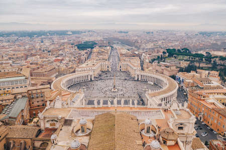 Rome from above, panoramic shot from the Saint Peters Basilica domeのeditorial素材