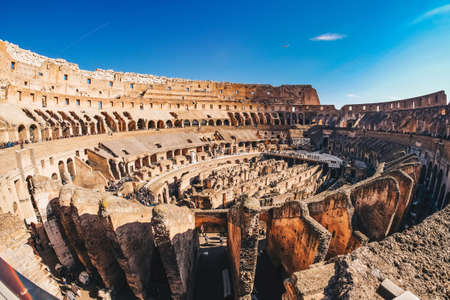 Inside the Roman Colosseum in Rome, Italy panoramic viewの写真素材