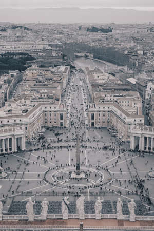 St. Peter's Square as seen from above, black and white versionの写真素材