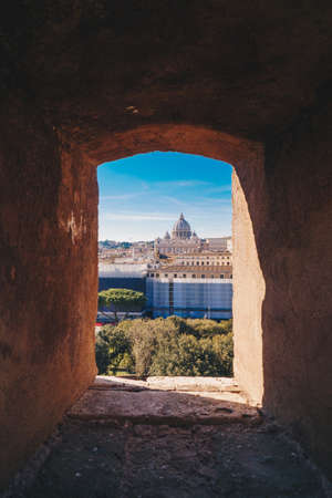 View of Rome from the Castel Sant`Angelo, Italyの写真素材