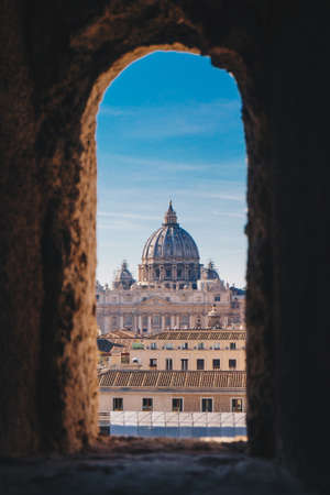 View of Vatican City and St. Peter's Basilica from the Castel Sant`Angelo, Italyのeditorial素材