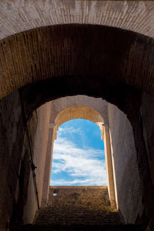 Archway inside Colosseum, Rome, Italyの写真素材