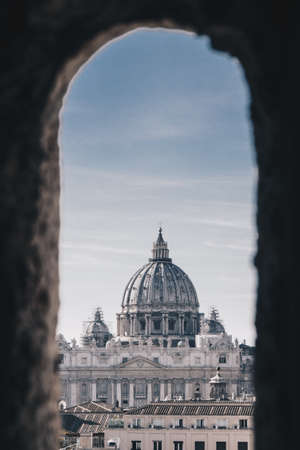 View of Vatican City and St. Peter's Basilica from the Castel Sant`Angelo, Italyのeditorial素材