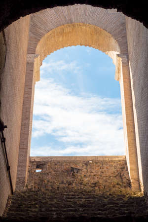 Archway inside Colosseum, Rome, Italyの写真素材