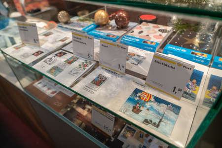 Steyr, Austria - December 2018: Stamps and letters inside the Christmas Post Office in Steyrのeditorial素材
