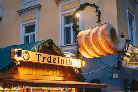 Graz, Austria - December 2017: Christmas market store in Graz city centreのeditorial素材