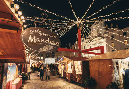 Vienna, Austria - December 2017: Christmas Market in central Viennaのeditorial素材