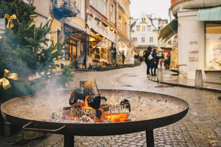 Gmunden, Austria - December 2017: Gmunden city streets decorated for Christmas Advent Marketのeditorial素材